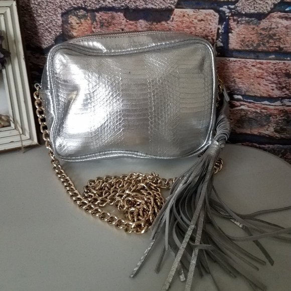 Silver Tassel Charm Gold Chain Strap Crossbody - Picture 2 of 4